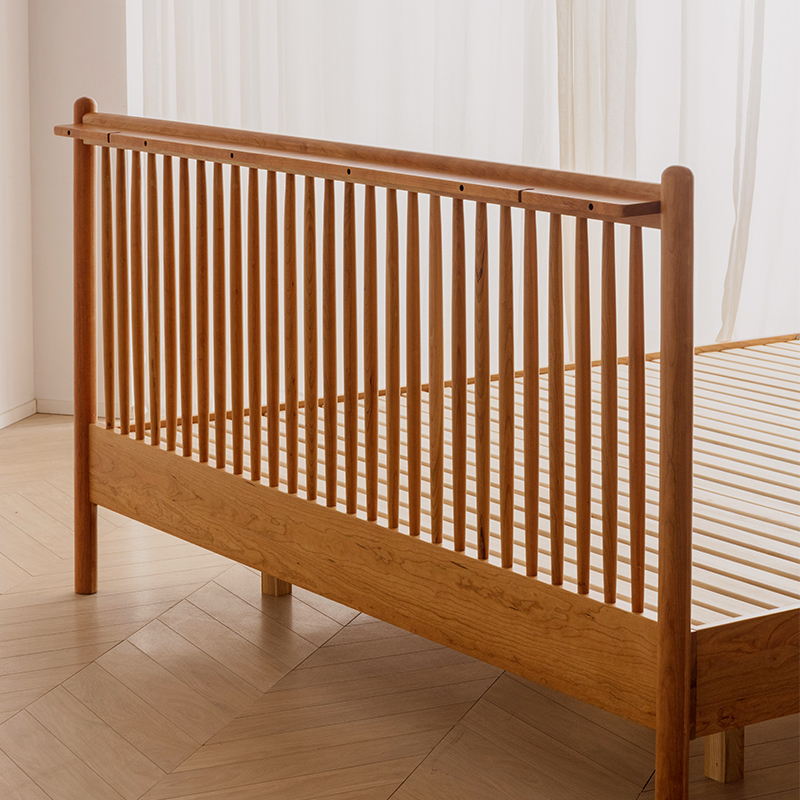 木作光阴北欧实木床现代简约双人床主卧18米床樱桃木悬浮床架