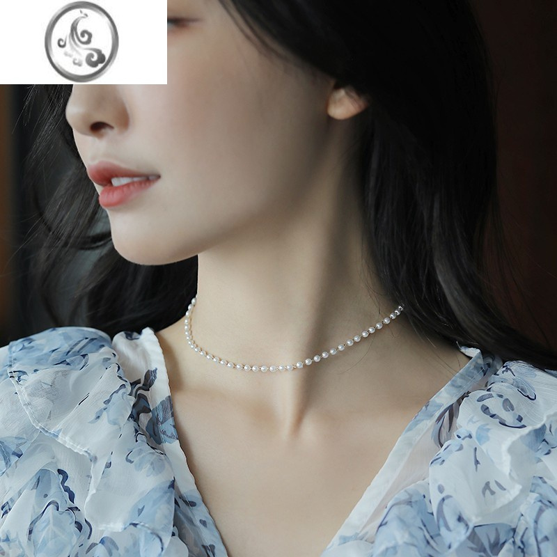 JiMi法式珍珠项链女款轻奢小众设计锁骨链2023新款高级感颈链配饰
