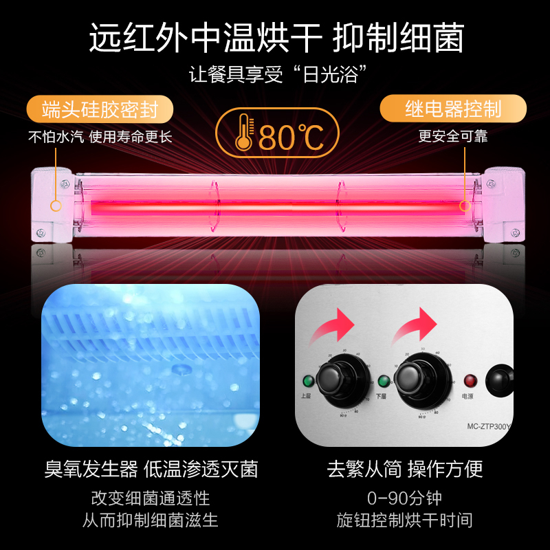 美的商用消毒柜MC-ZTP430Y-03 300升 立式商用保洁柜