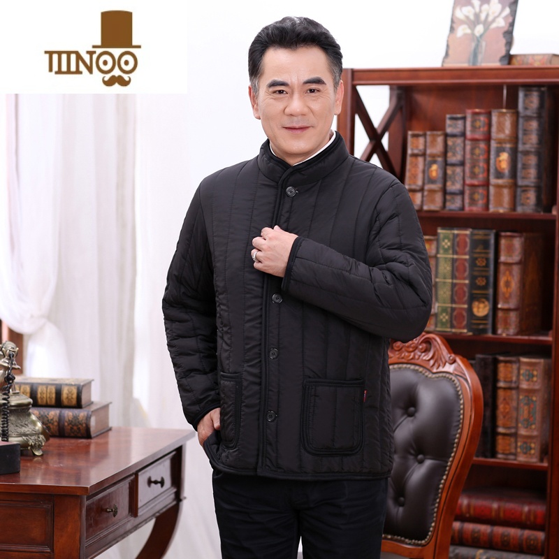 YANXU男冬装加绒加厚中老年棉衣男士外套冬季中年人棉袄爸爸棉服款高清大图