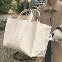 2021新款韩国东大门简约大容量帆布大包ins购物袋包手提单肩女包 米白