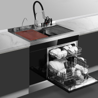 欧诚集成水槽洗碗机 X08升级版 10套一体双层 手工304不锈钢水槽带消毒烘干果蔬清洗刷碗机可搭配集成灶