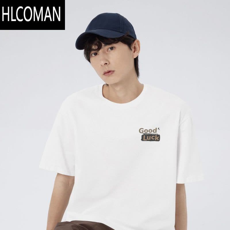 HLCOMAN特价男生t恤短袖韩版复古体恤宽松大码长袖T恤男装半袖上衣打底衫图片