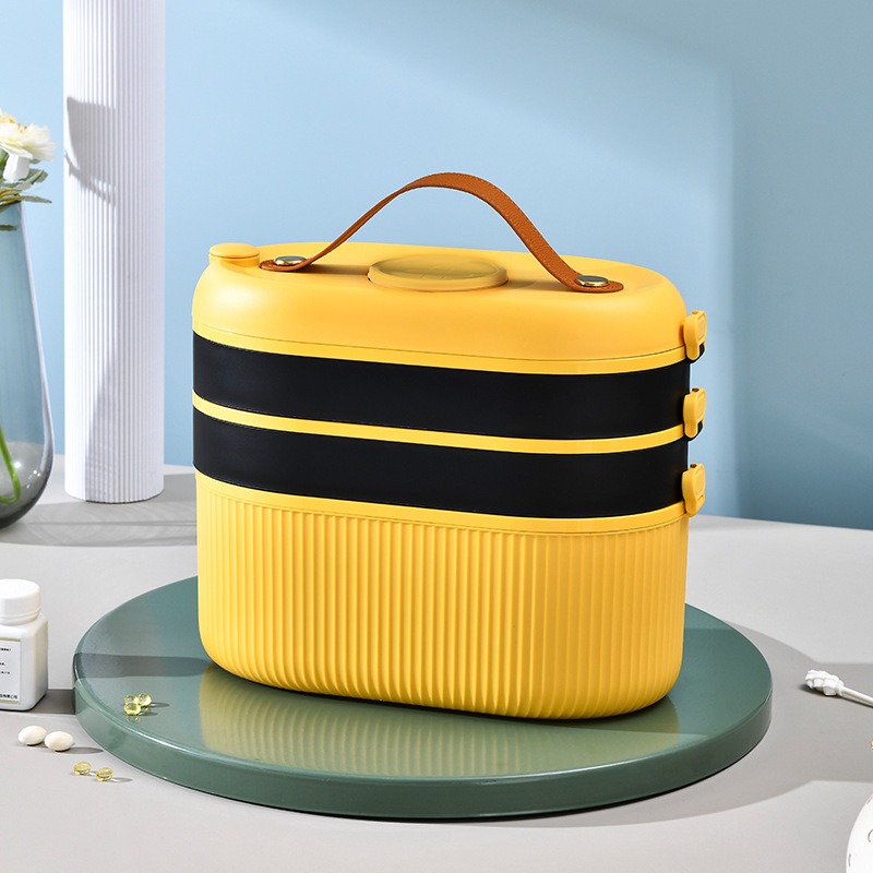 华普思362度旋转大容量家用药箱分层应急医疗收纳盒家庭常规药品收纳箱慕斯黄30.5*14.5*24.5CM(360旋转)