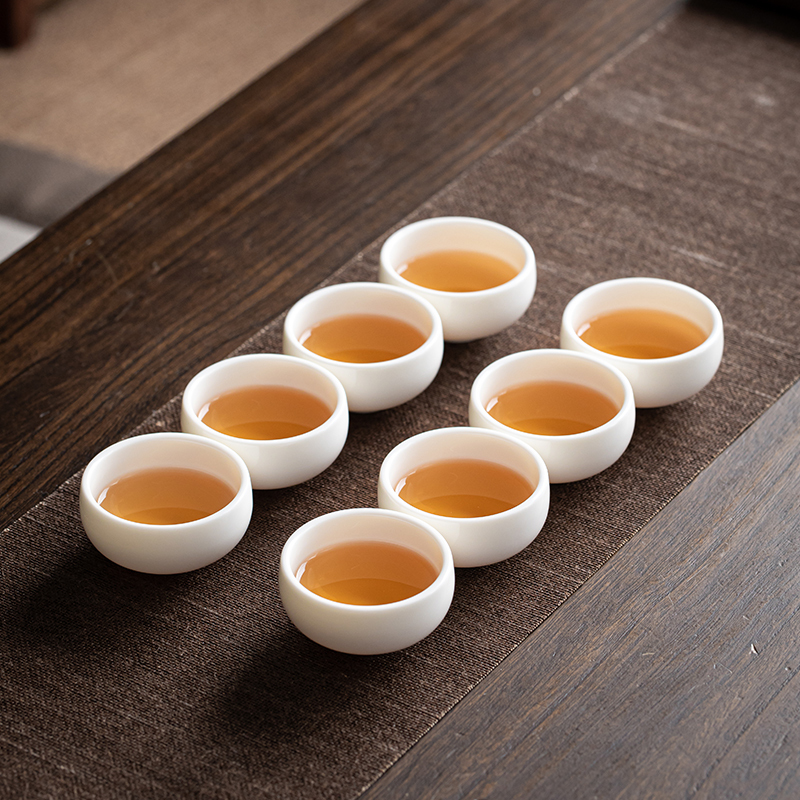 苏氏陶瓷(SUSHI CERAMICS)茶杯 白瓷中国白个人杯羊脂玉主人杯品茗杯8个装