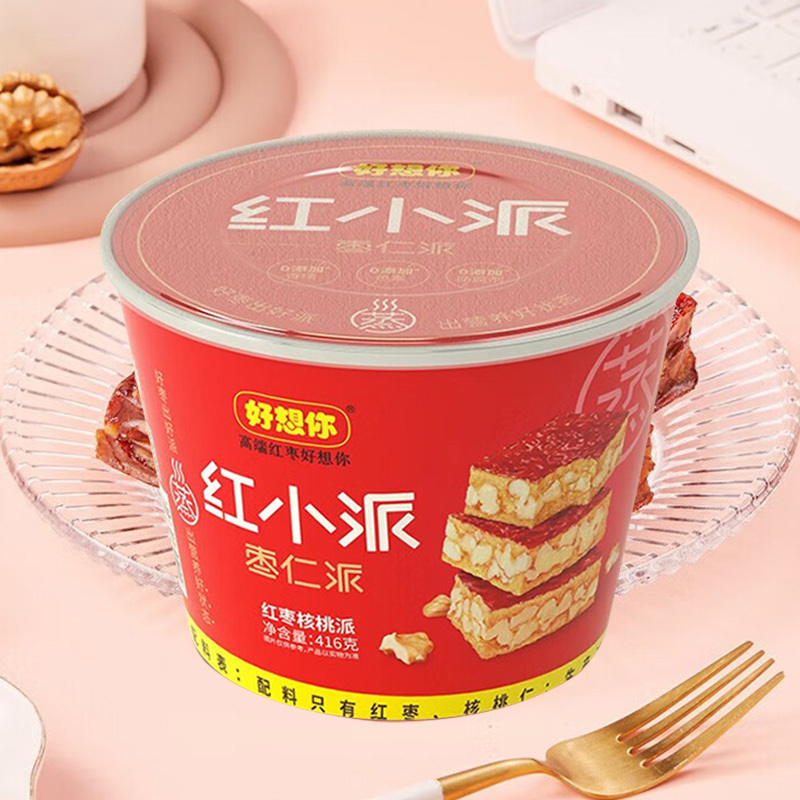好想你枣仁派新疆特产甜糯水润厚实饱满红小派枣夹核桃416g*1桶