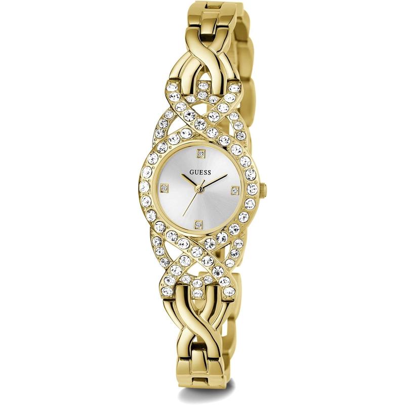 GUESS女士施华洛世奇仿水晶镶嵌金 tone 表盘金 tone 表链防水石高清大图