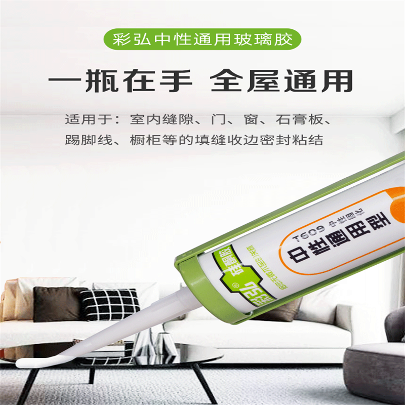 彩弘 T609玻璃胶中性硅酮防水填缝收边耐候密封胶水300ml 瓷白色 300ML高清大图