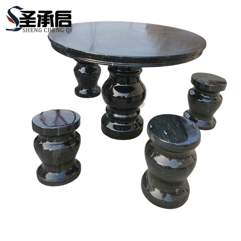 圣承启 户外石桌 直径100cm 套高清大图