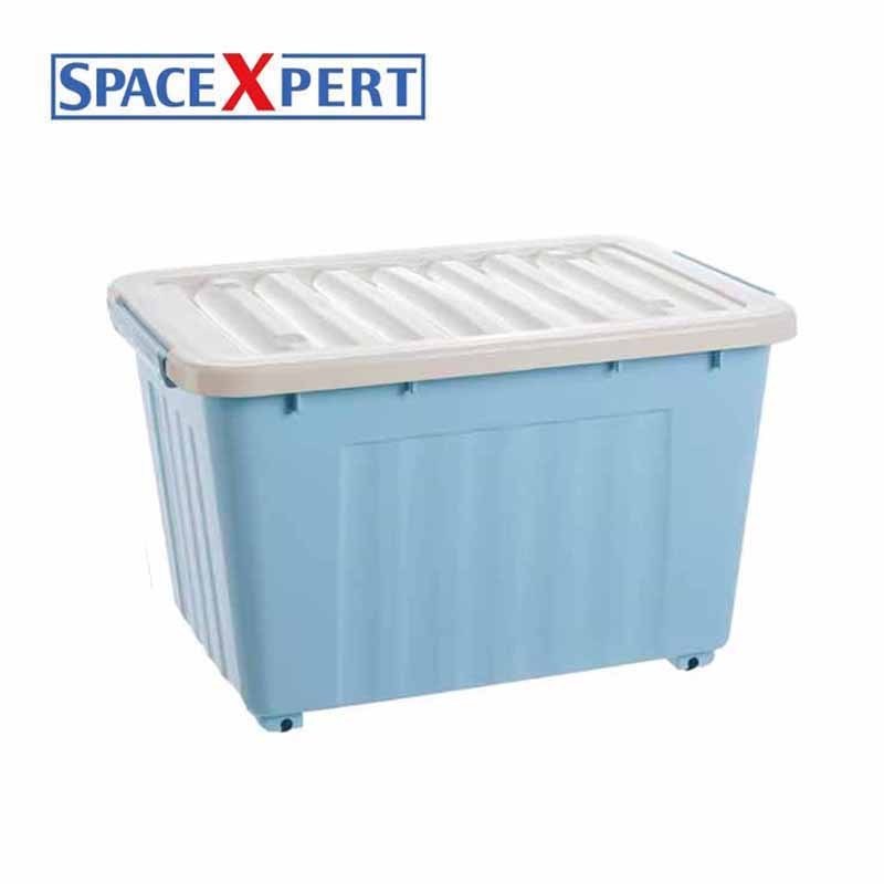 空間専門家(SPACEXPERT) 衣物收纳箱塑料储物箱92L 条纹箱(带轮)高清大图