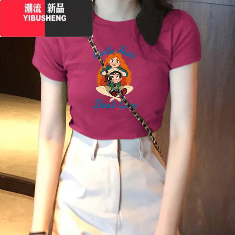 YIBUSHENG2024新款季正肩t恤女美式复古设计感小众短袖潮牌修身显瘦上衣高清大图