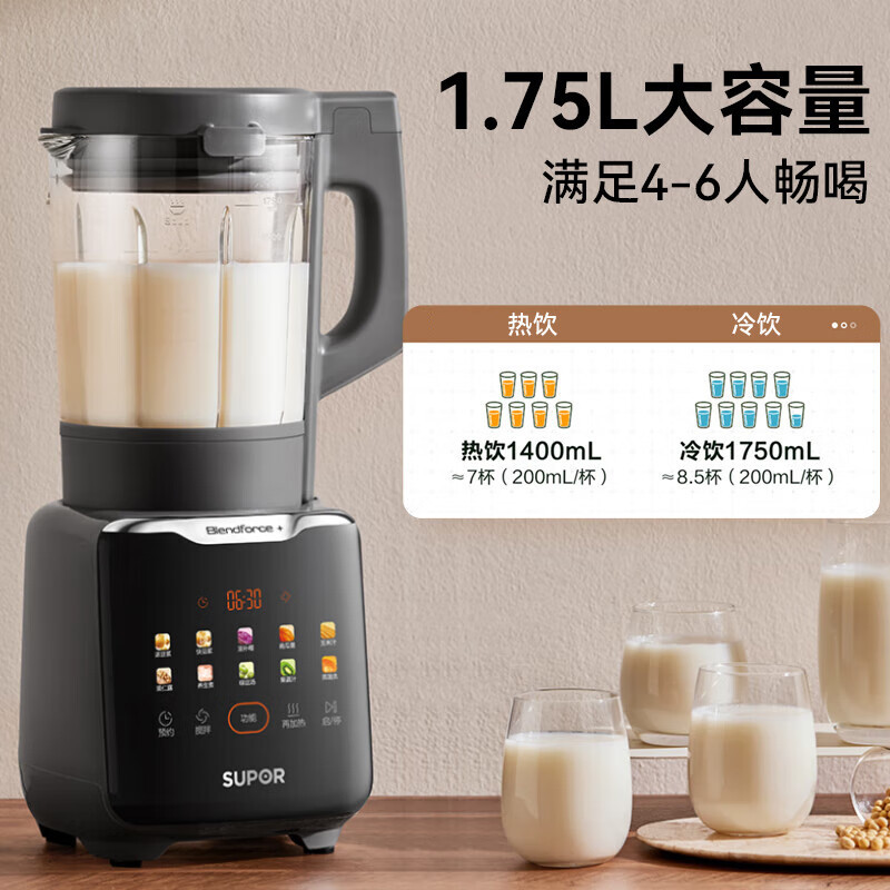 苏泊尔(SUPOR)破壁机低音家用全自动免煮豆浆机榨汁机 1.75L大容量五谷杂粮免洗料理机SPT309S(配研磨杯)高清大图