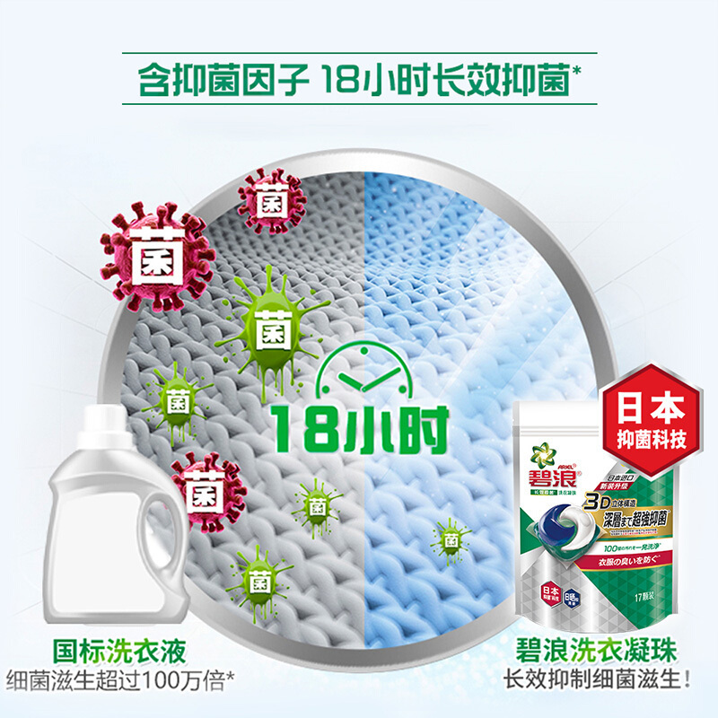 碧浪洗衣凝珠 洗衣球336克(17颗)袋装 自然清新