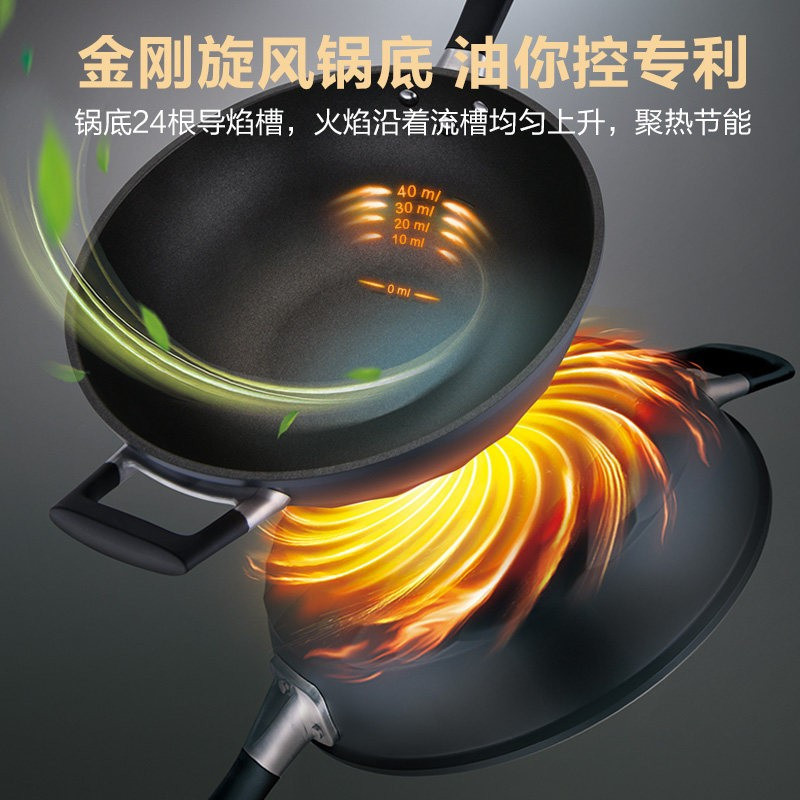 爱仕达 炒锅 不粘锅32cm 无油烟炒菜锅/钛不粘二代不沾炒煎锅厚底CL32Z3WG 电磁炉燃气通用