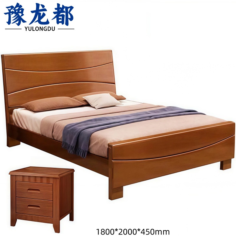 豫龙都床+床头柜 1.8m 套高清大图