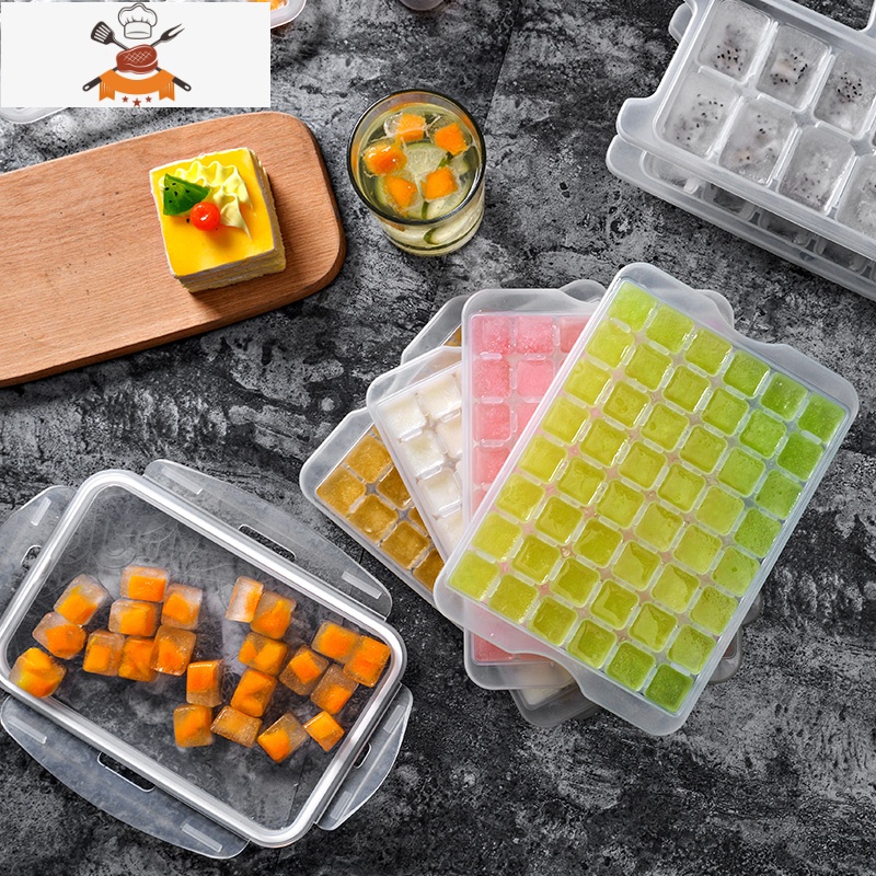 冰箱自制冰块盒制冰盒带盖小做冰格的格子家用制作冻冰块模具盒子 敬平 硅胶带盖冰格(白色)一秒取冰高清大图