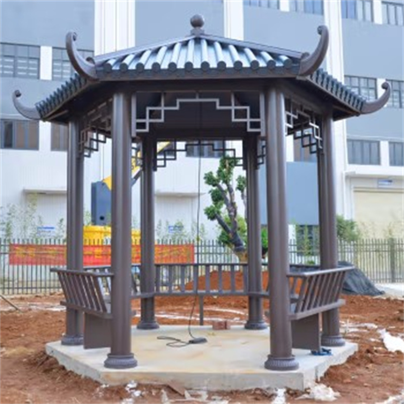 环杰铝合金凉亭hj1610现代新中式户外休闲景观亭子顶对角38米六角亭