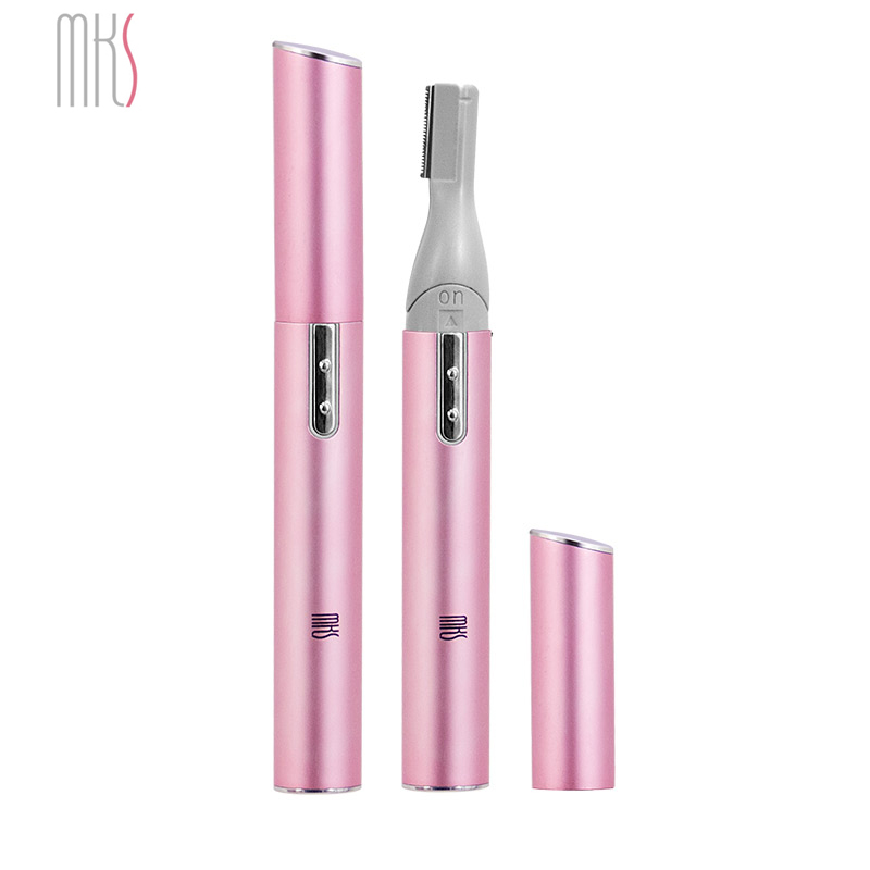 美克斯(MKS) 电动修眉刀 NV8618 专业修眉刀 剃毛器湿剃型 女士脱毛器干电式 刮眉刀 腋毛修剪器 粉色