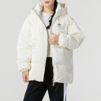 adidas阿迪达斯三叶草女子新款加厚保暖连帽羽绒服JD3781 ZP S JD3781/象白色