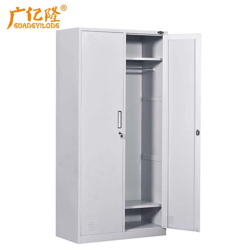 广亿隆更衣柜钢制储物碗柜带锁铁皮柜存放柜两门高清大图