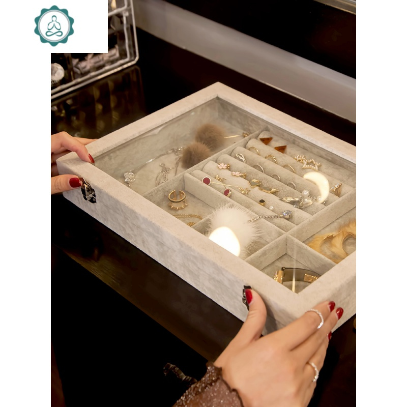 耳环首饰盒ins风防尘大容量项链收纳盒欧式小饰品盒