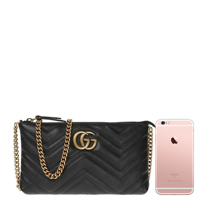 [畅享]GUCCI 古驰 女士皮革黑色单肩包斜挎包 443447-DRW1T-1000