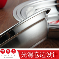 [庆展]22cm不锈钢深盘 家用菜盘圆形饺子盘点心盘加厚平盘蒸鱼盘菜碟子餐盘 PQ22-2(2个)