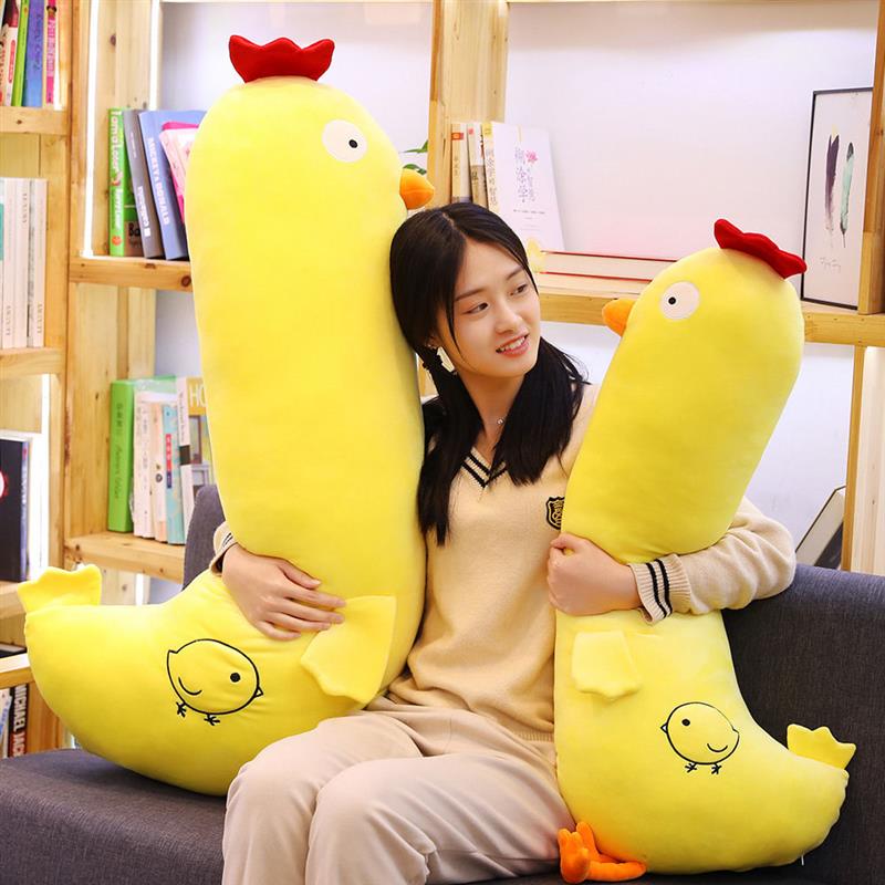 网红小黄鸡长抱枕毛绒玩具羽绒棉公鸡睡觉枕头午睡靠枕女生日礼物