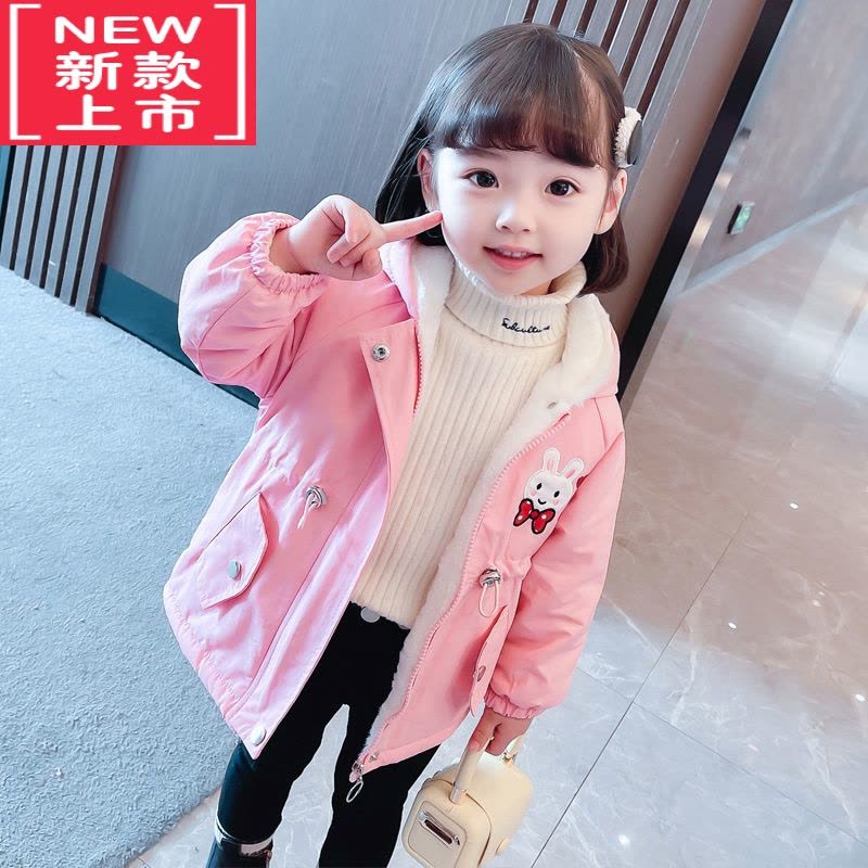 可莉允女童加绒外套秋冬新款加厚中长款棉衣女宝宝冬季棉服派克服小童潮图片