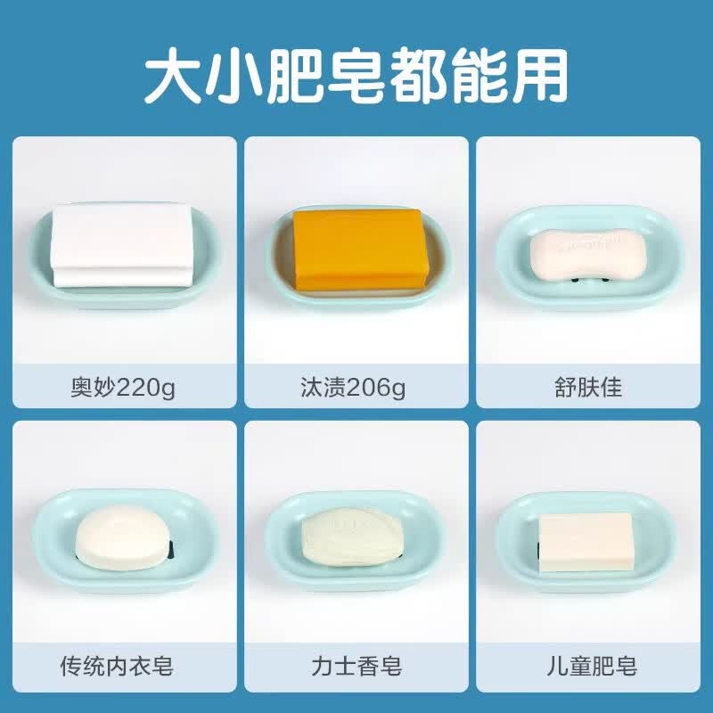 茶花(CHAHUA)肥皂盒沥水创意旅行香皂盒浴室卫生间皂盒双层塑料香皂盒子便携式 两个装 蓝色高清大图