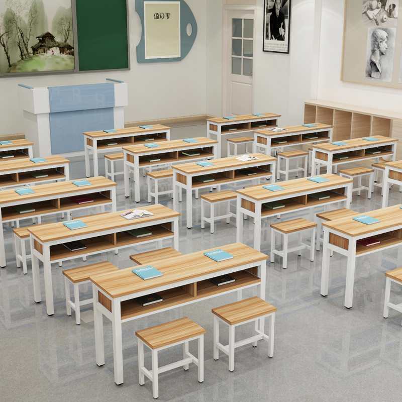艺可恩中小学生书桌教室用辅导班托管班补习班课桌椅学校单双人培训