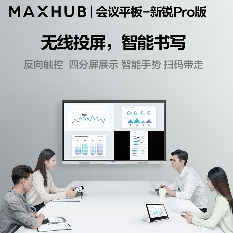 MAXHUB 会议平板 电子白板 电视显示投影一体机[新锐Pro75英寸+i5模块+传屏器+智能笔+时尚支架]