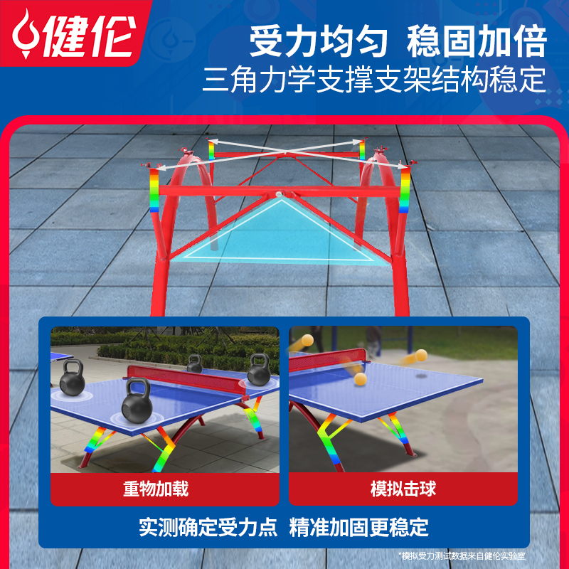 健伦室外乒乓球台标准防水防晒防水防学校运动场球桌 JLP317GC高清大图