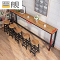 晋舰家用吧台奶茶店高脚桌商业长条桌酒吧台桌椅组合220*40*100+5凳