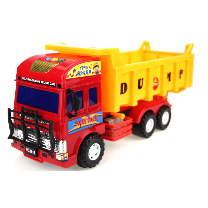 翻斗车卡车搅拌车儿童玩具大号惯性翻斗车回力汽车模型音乐玩具车