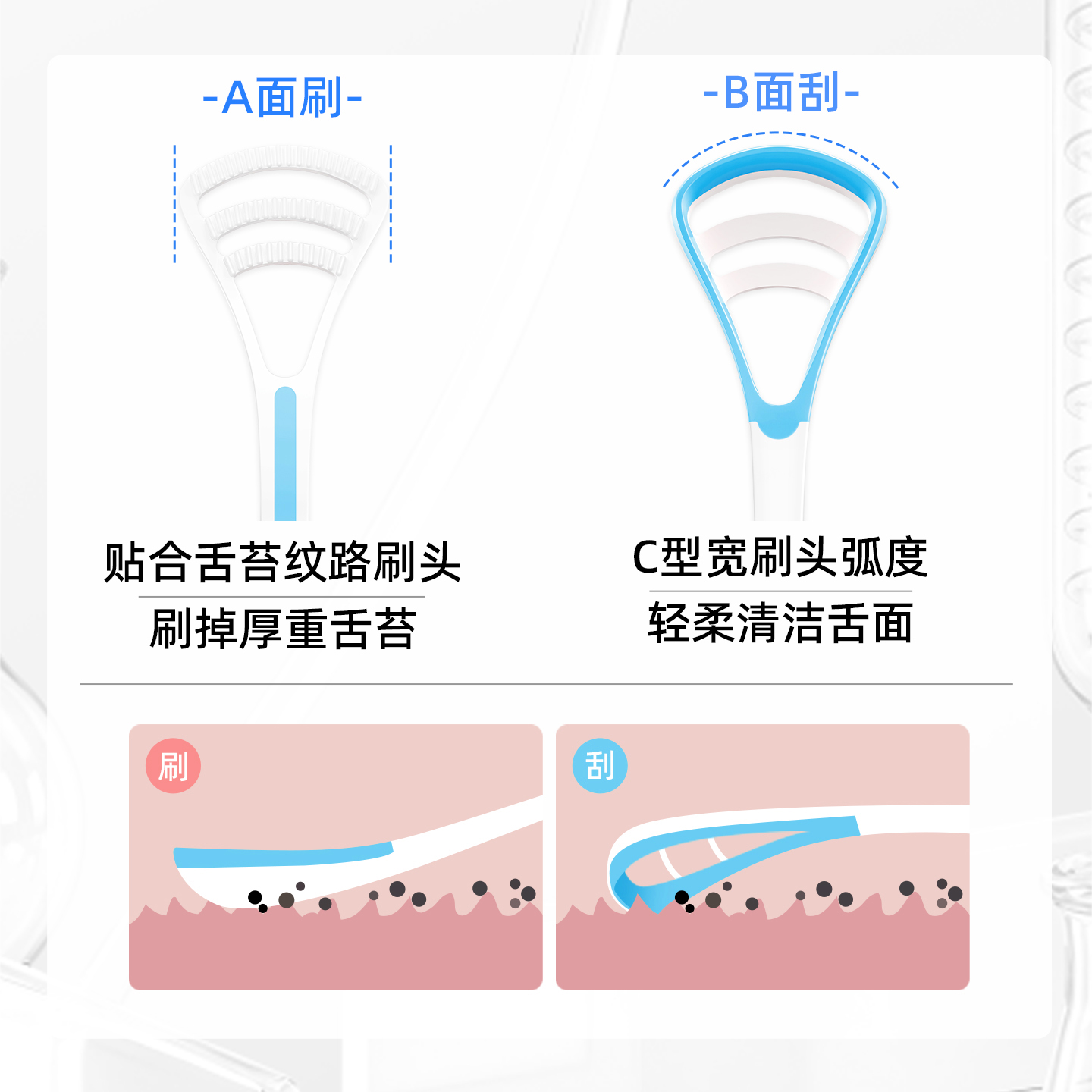 舌龙7 刮舌器 马卡龙色 [舌苔清洁器]粉色2支装高清大图