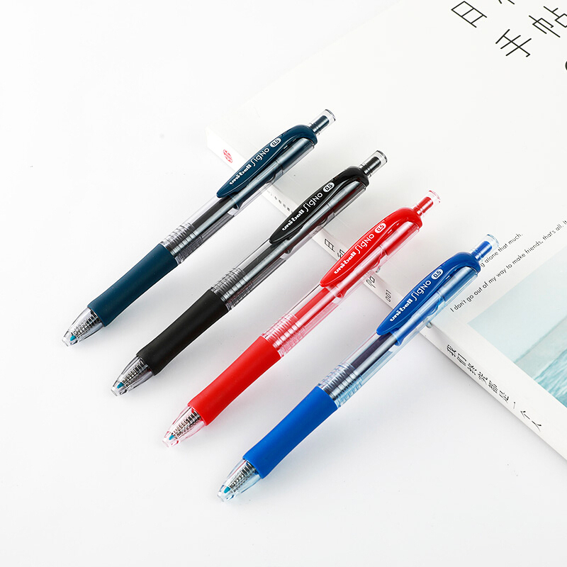 三菱 UMN-152中性笔按动式水笔 0.55mm 摁动按压式学生用学霸笔 蓝色 单支价
