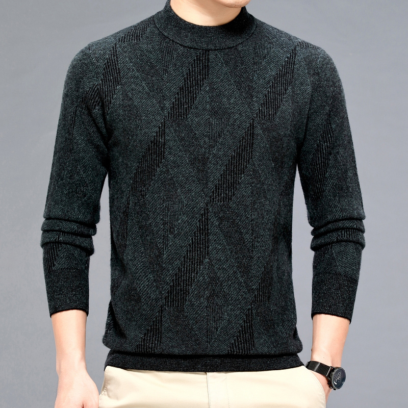 加厚冬装羊绒衫男士打底衫纯羊毛衫男圆领加厚100%纯羊绒中老年人保暖