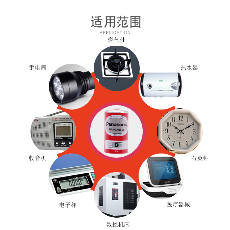 松下1号电池大号/D型R20碳性电池1.5V用于燃气灶煤气灶热水器荧光棒交通指挥棒感应 红色2节(缩装)高清大图