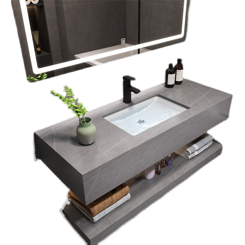 古达现代浴室岩板洗手盆柜组合卫生间洗脸池面盆家用镜柜洗漱台盆