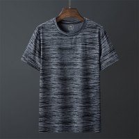 短袖男夏季薄款大码运动上衣服星点冰丝男士休闲宽松圆领体恤 2XL T322-浅灰