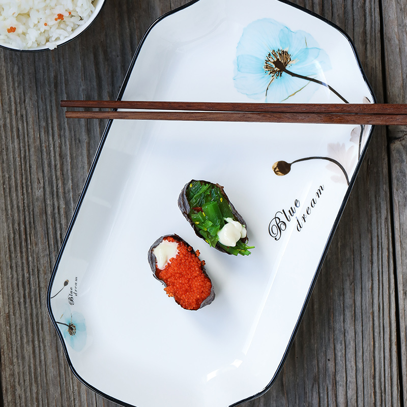 苏氏陶瓷( SUSHI CERAMICS)鱼盘 梦之兰日韩欧式陶瓷盘子12英寸切角盘2个装釉下彩餐具