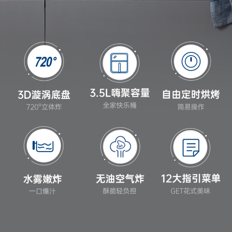 摩飞电器(MORPHY RICHARDS)空气炸锅MR4901家用实用大容量3.5L分体不粘炸篮轻油空气炸高清大图