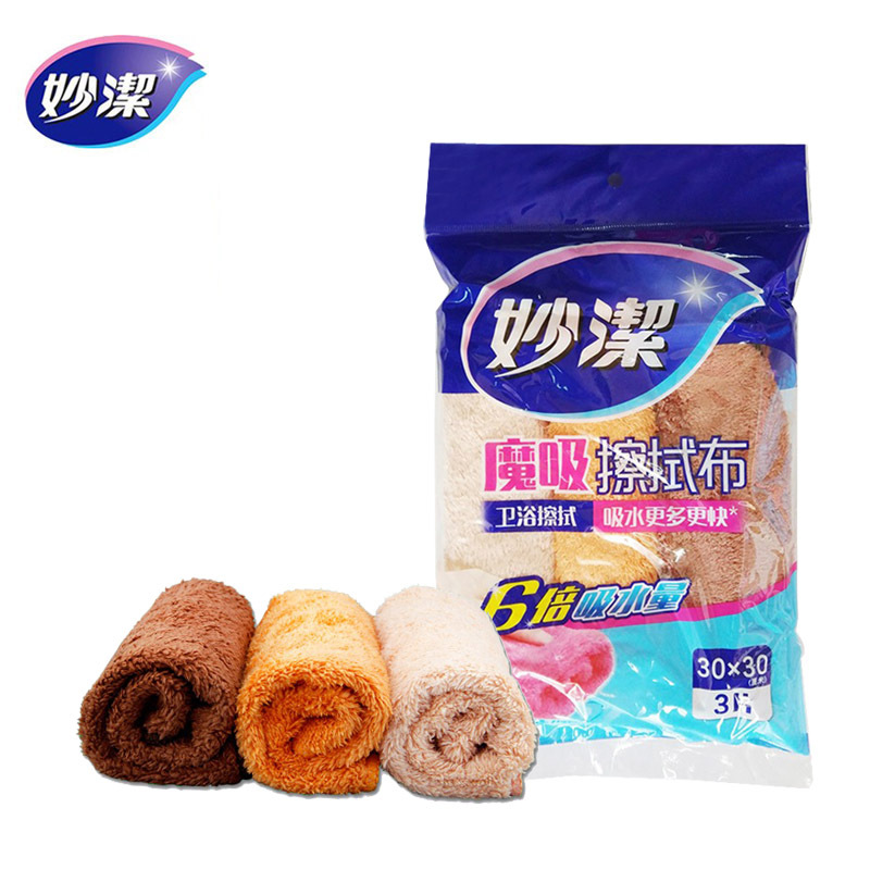 妙洁(MIAOJIE) 妙洁魔吸擦拭布长毛绒吸水抹布多功能卫浴厨房擦拭布3片装