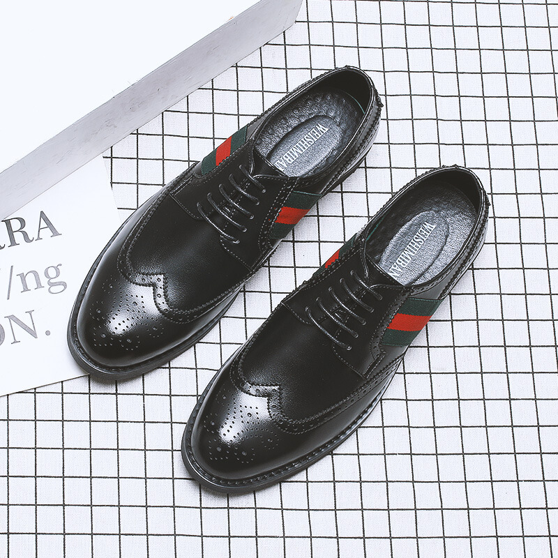 梵克公牛英伦皮鞋男时尚青年人造革洛克鞋子 2020百搭男士正装个性