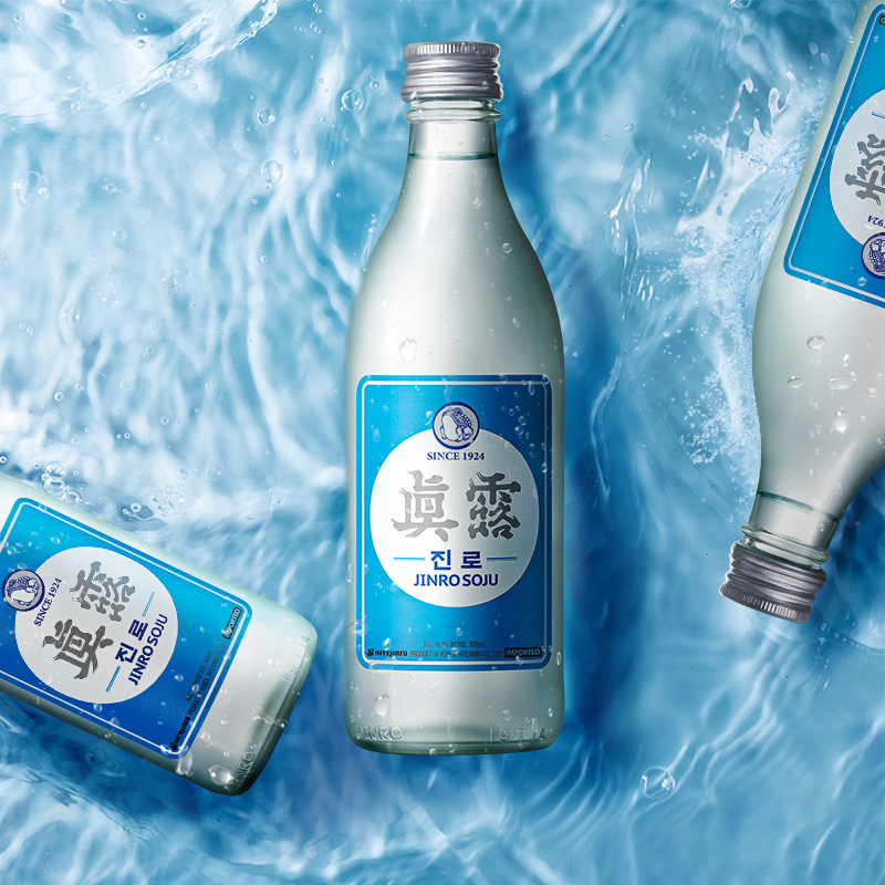 韩国进口真露经典烧酒16.9度360ml*2瓶原味清酒利口预调鸡尾酒