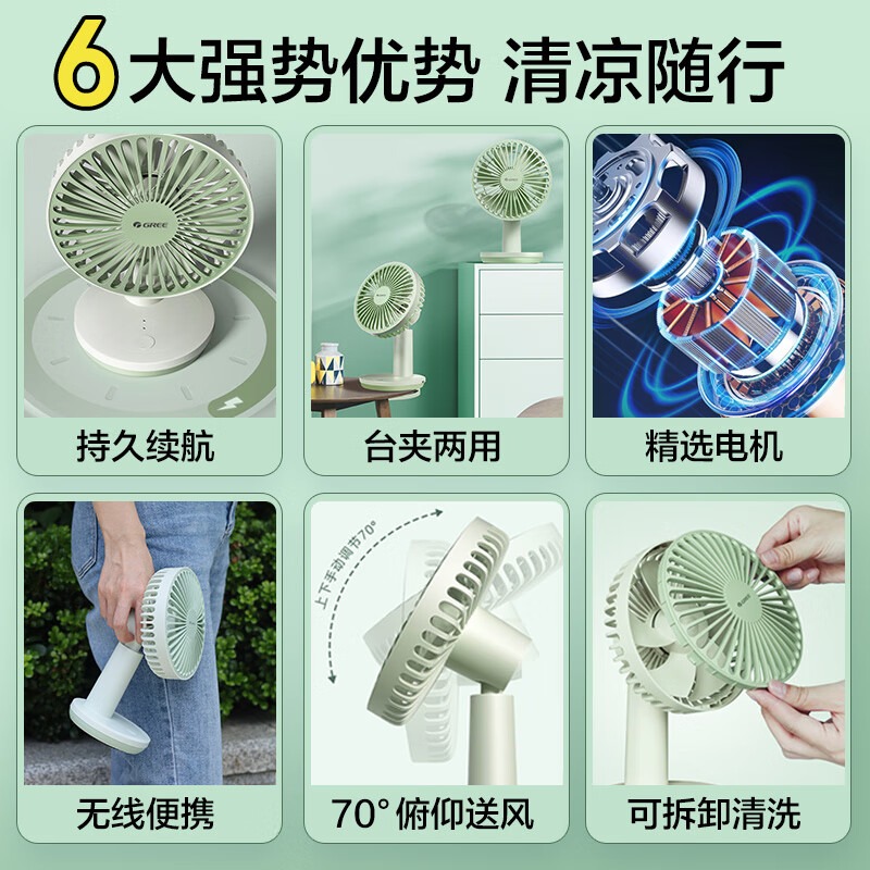 格力 台扇 FSTZ-1201A6 顶(薄荷绿+浅豆绿)(GREE)高清大图
