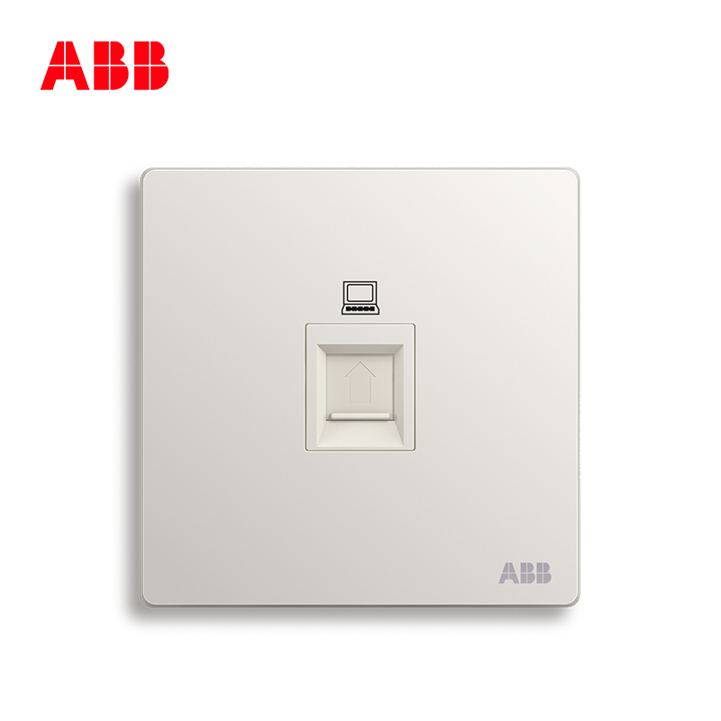ABB开关插座 轩致无框 雅典白色 一位6类六类电脑网络插座AF333