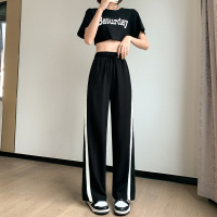 [1.5折价65元]唐狮 春秋季阔腿裤女宽松休闲侧面拼条阔腿裤高腰垂感面料升级加厚女裤