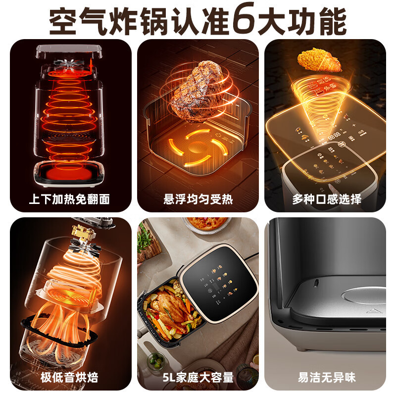 小熊(Bear)空气炸锅 不用翻面双热源全自动 5L可视炸烤箱一体机 QZG-N20P5高清大图